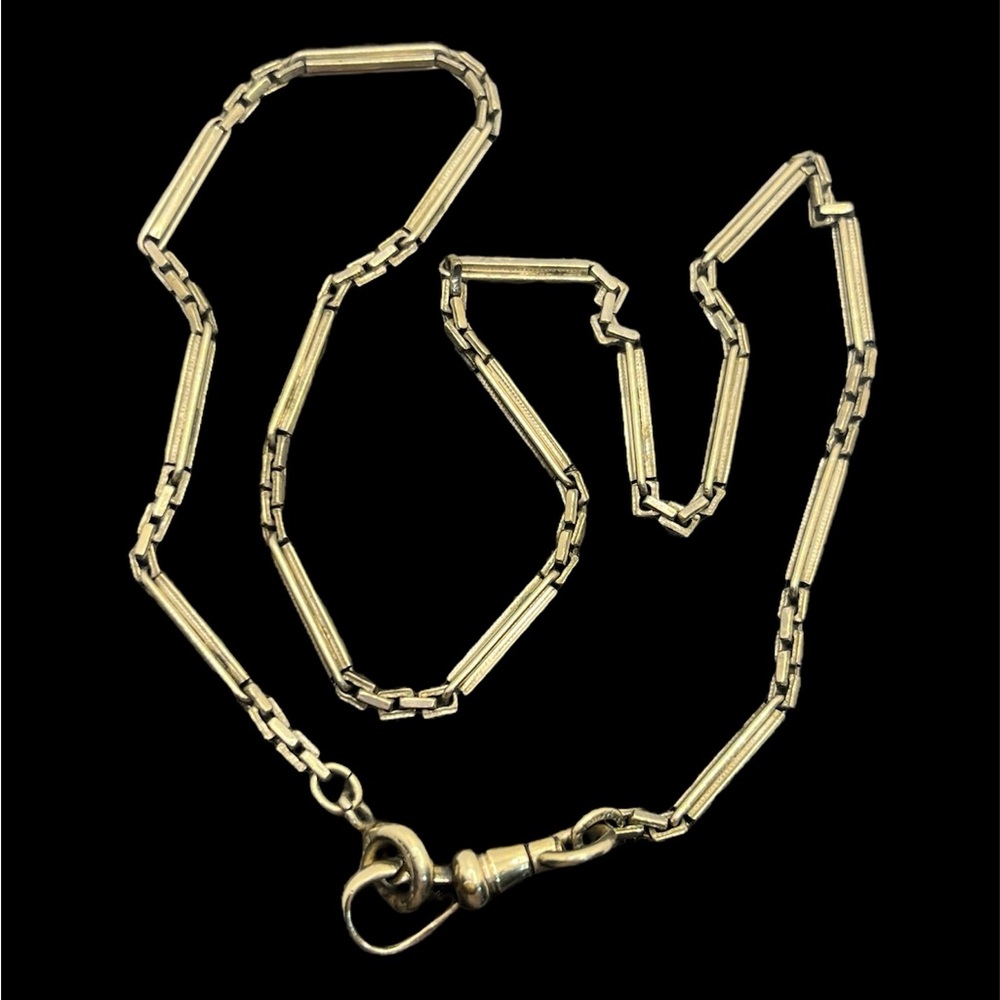 Simmons silver tone Albert dog clip pocket watch chain necklace vintage fancy